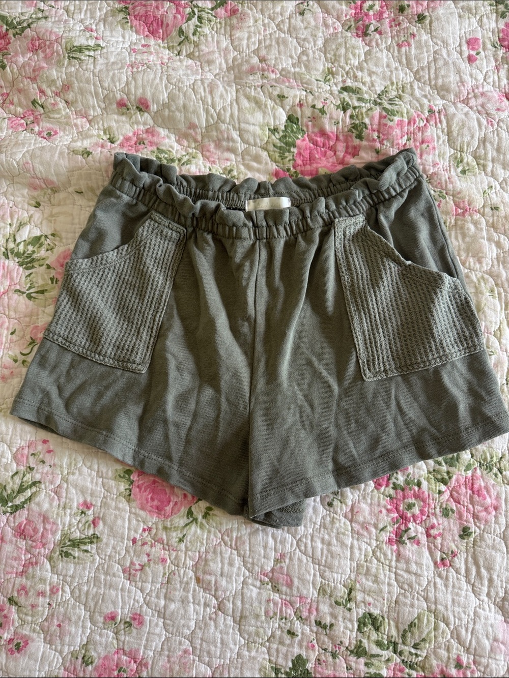 Women’s Olive Green Knit Pocket Shorts